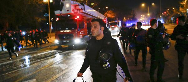 Cars of emergency services arrive after an explosion in Ankara, Turkey Cars of emergency services arrive after an explosion in Ankara, Turkey - Sputnik International