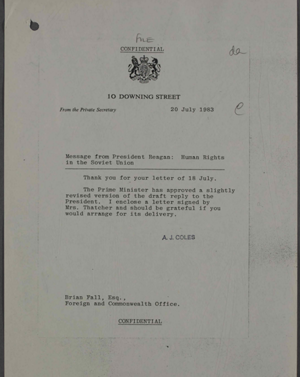 Message from President Ronald Reagan to Prime Minister Margaret Thatcher - Sputnik International