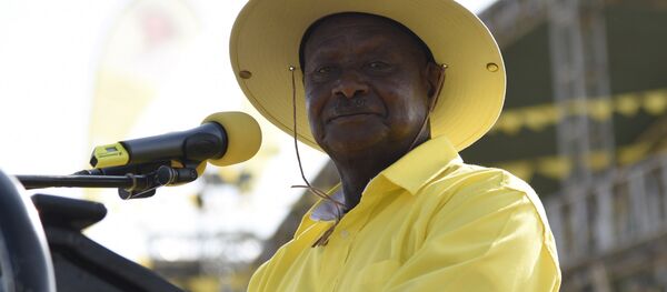 This file photo taken on February 16, 2016 shows Uganda's president Yoweri Museveni addressing supporters during a rally of the ruling National Resistance Movement (NRM) party at Kololo Airstrip in Kampala This file photo taken on February 16, 2016 shows Uganda's president Yoweri Museveni addressing supporters during a rally of the ruling National Resistance Movement (NRM) party at Kololo Airstrip in Kampala - Sputnik International