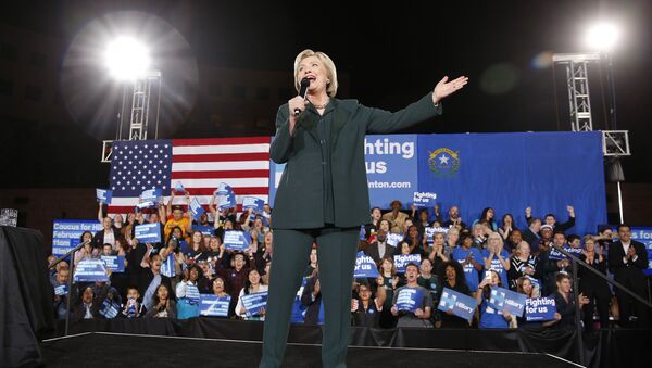 Democratic presidential candidate Hillary Clinton speaks during a rally Friday, Feb. 19, 2016, in Las Vegas - Sputnik International