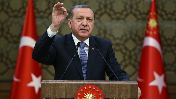 Turkey's President, Recep Tayyip Erdogan, addresses local administrators at his palace in Ankara, Turkey, Wednesday, Feb. 24, 2016 - Sputnik International