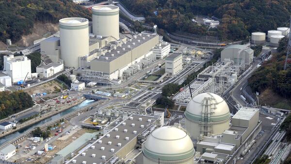 An aerial view shows No. 4 (front L), No. 3 (front R), No. 2 (rear L) and No. 1 reactor buildings at Kansai Electric Power Co.'s Takahama nuclear power plant in Takahama town, Fukui prefecture, in this file photo taken by Kyodo November 27, 2014 - Sputnik International