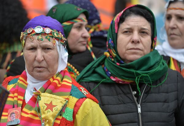 Women members of the Kurdish community take part in the annual rally of Kurds from all over Europe. February 13, 2016, Strasbourg. Women members of the Kurdish community take part in the annual rally of Kurds from all over Europe. February 13, 2016, Strasbourg. - Sputnik International