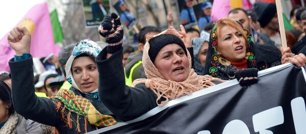 Women members of the Kurdish community take part in the annual rally of Kurds from all over Europe.file photo Women members of the Kurdish community take part in the annual rally of Kurds from all over Europe.file photo - Sputnik International