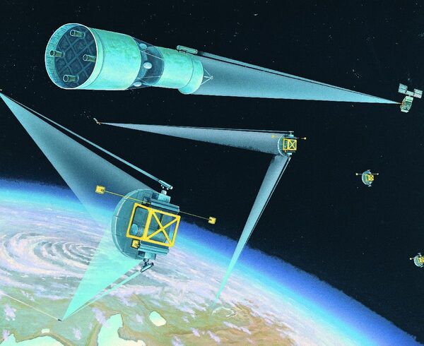 Soviet space-based strategic defenses; DIA artist's rendering from the 1980s. Soviet space-based strategic defenses; DIA artist's rendering from the 1980s. - Sputnik International