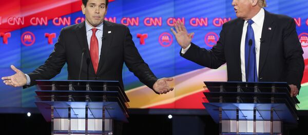 Republican presidential candidates, Sen. Marco Rubio, R-Fla, left, and businessman Donald Trump argue. Republican presidential candidates, Sen. Marco Rubio, R-Fla, left, and businessman Donald Trump argue. - Sputnik International
