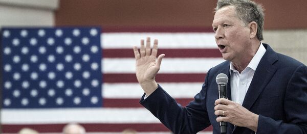 Republican presidential hopeful Ohio Governor John Kasich speaks to supporters February 22, 2016, at George Mason University, in Fairfax, Virginia. Republican presidential hopeful Ohio Governor John Kasich speaks to supporters February 22, 2016, at George Mason University, in Fairfax, Virginia. - Sputnik International