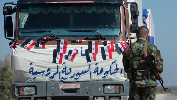A convoy that delivered humanitarian aid, Syria - Sputnik International