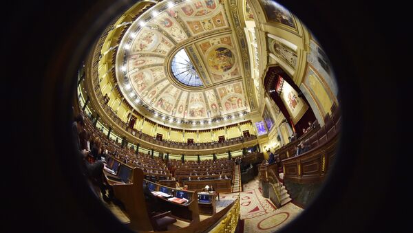 Fish-eye view picture shows a general view of the Spanish parliament. - Sputnik International