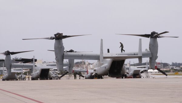 The new MV-22 Ospreys are seen at Marine Corps Air Station Futenma in Ginowan, Okinawa. - Sputnik International