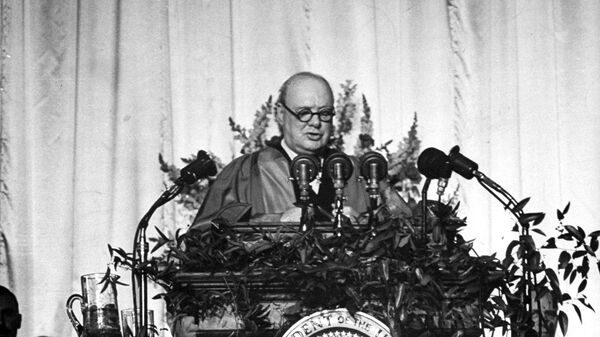 Winston Churchill, former prime minister of England, speaks at Westminster College in Fulton, Mo. March 5,1946 - Sputnik International