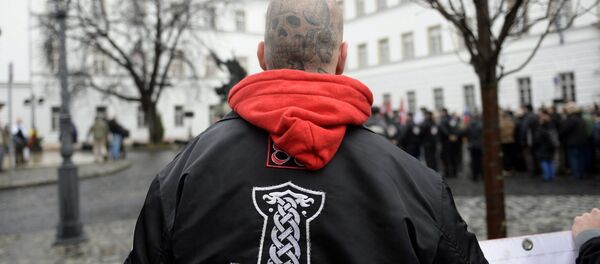 A supporter of a far-right organization attends the event called the 'Day of Honour' on the Kapisztran Square in Budapest, Hungary, Saturday, Feb. 13, 2016 A supporter of a far-right organization attends the event called the 'Day of Honour' on the Kapisztran Square in Budapest, Hungary, Saturday, Feb. 13, 2016 - Sputnik International