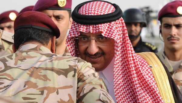 Saudi Crown Prince and Interior Minister Prince Mohammed bin Nayef bin Abdulaziz arrives to attend a graduation ceremony of members of Saudi Special Forces in the capital Riyadh, on May 19, 2015. - Sputnik International
