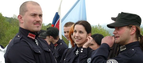 A leader of People's Party Our Slovakia (LS NS), Marian Kotleba, attends a commemoration of the 87th anniversary of the death of Slovak general Milan Rastislav Stefanik near the village of Brezova pod Bradlom, Slovakia, in this May 6, 2006 file photo - Sputnik International