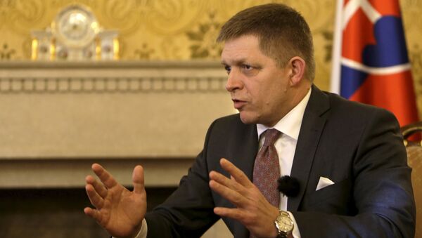 Slovakia's Prime Minister Robert Fico speaks during an interview with Reuters in Bratislava, Slovakia, February 22, 2016 - Sputnik International