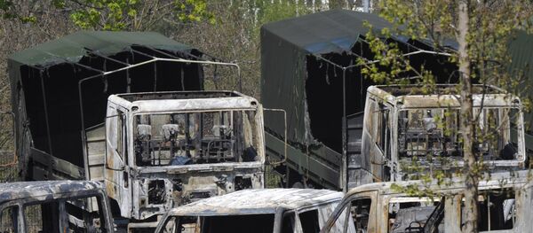 Damaged military vehicles stand on the ground of the military college of German Bundeswehr in Dresden. (File) Damaged military vehicles stand on the ground of the military college of German Bundeswehr in Dresden. (File) - Sputnik International