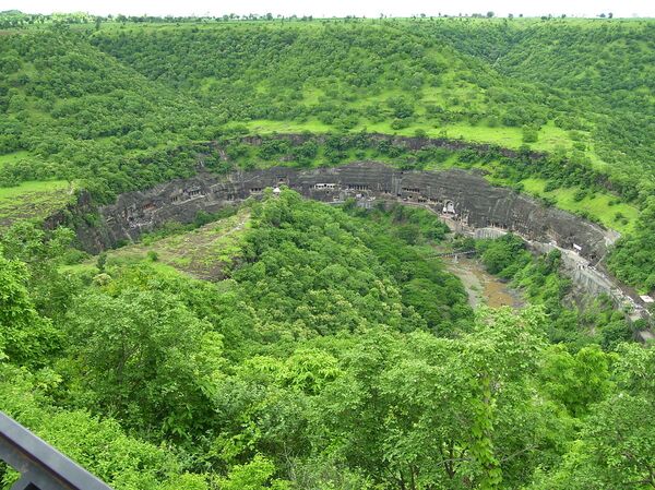 Panoramic view of Ajanta Caves from the nearby hill Panoramic view of Ajanta Caves from the nearby hill - Sputnik International