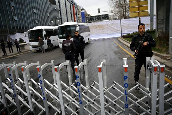 Police secure the site of yesterday's suicide bomb attack in Ankara, Turkey March 14, 2016 Police secure the site of yesterday's suicide bomb attack in Ankara, Turkey March 14, 2016 - Sputnik International