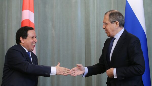 Meeting of Russian Foreign Minister Sergei Lavrov and Tunisian Foreign Minister Khemaies Jhinaoui - Sputnik International