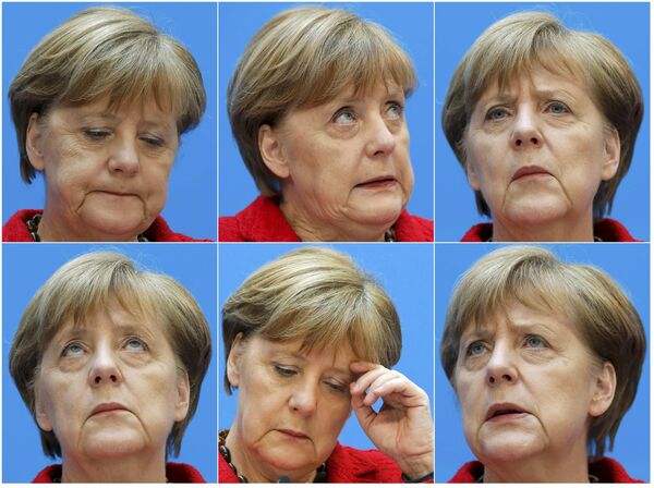 A combination picture shows German Chancellor and Christian Democratic Union (CDU) leader Angela Merkel. - Sputnik International