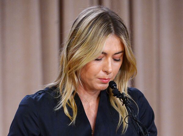 Mar 7, 2016; Los Angeles, CA, USA; Maria Sharapova speaks to the media announcing a failed drug test after the Australian Open during a press conference today at The LA Hotel Downtown Mar 7, 2016; Los Angeles, CA, USA; Maria Sharapova speaks to the media announcing a failed drug test after the Australian Open during a press conference today at The LA Hotel Downtown - Sputnik International