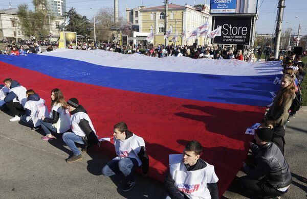 Scene from official celebrations organized in Simferopol marking the second anniversary of the referendum to determine Crimea's fate. - Sputnik International