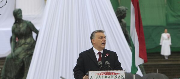 Hungarian Prime Minister Viktor Orban speaks during the Hungary's National Day celebrations, which also commemorates the 1848 Hungarian Revolution against the Habsburg monarchy, in Budapest, Hungary, March 15, 2016. - Sputnik International
