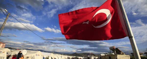 Turkish flag flies at the refugee camp for Syrian refugees in Islahiye, Gaziantep province, southeastern Turkey,Wednesday, March 16, 2016 Turkish flag flies at the refugee camp for Syrian refugees in Islahiye, Gaziantep province, southeastern Turkey,Wednesday, March 16, 2016 - Sputnik International