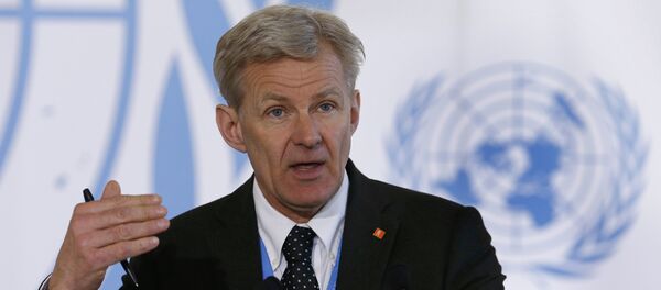Special advisor to the United Nations Special Envoy for Syria Jan Egeland addresses a news conference after a meeting of the Task Force for Humanitarian Access at the UN in Geneva, Switzerland, March 17, 2016. Special advisor to the United Nations Special Envoy for Syria Jan Egeland addresses a news conference after a meeting of the Task Force for Humanitarian Access at the UN in Geneva, Switzerland, March 17, 2016. - Sputnik International