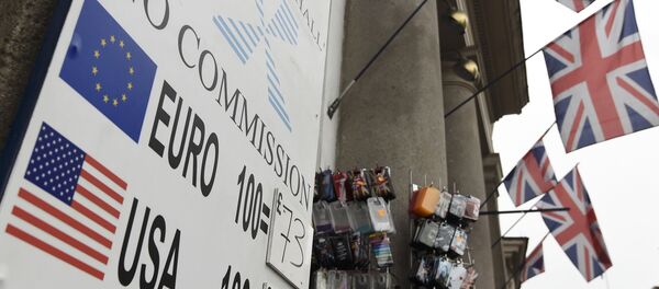A rates board is seen outside of a Forex outlet in central London, Britain, February 22 , 2016. A rates board is seen outside of a Forex outlet in central London, Britain, February 22 , 2016. - Sputnik International