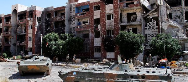 Syrian soldiers recapture the Damascus suburb of Adra, Syria (file photo) - Sputnik International