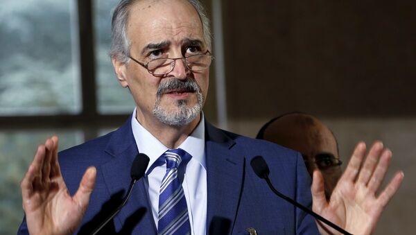Syrian government's head of delegation, Bashar al-Jaafari attends a news conference after a meeting on Syria at the European headquarters of the United Nations in Geneva, Switzerland, March 21, 2016 - Sputnik International