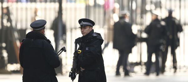 Armed police stand on guard at Downing Street in London, Britain March 22, 2016. Britain's Prime Minister David Cameron said he would chair a crisis response meeting following explosions in Brussels on Tuesday. - Sputnik International
