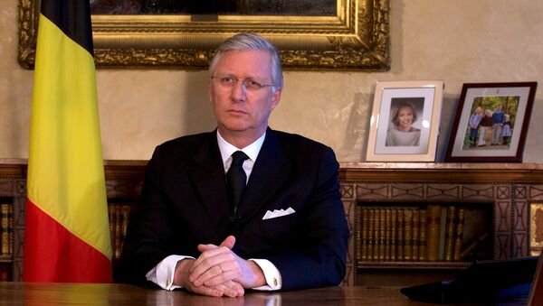 Belgian King Philippe delivers a speech from Brussels Royal Palace following bomb attacks in Brussels and Belgium's National airport of Zaventem , Belgium March 22, 2016 - Sputnik International