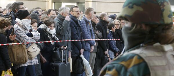 Police control the access to the central train station following bomb attacks in Brussels, Belgium, March 22, 2016 Police control the access to the central train station following bomb attacks in Brussels, Belgium, March 22, 2016 - Sputnik International