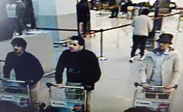 CCTV surveillance image shows three men identified as suspects in the Brussels attacks. CCTV surveillance image shows three men identified as suspects in the Brussels attacks. - Sputnik International