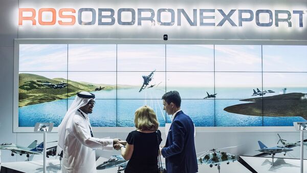 The Rosoboronexport stand at the 2015 Dubai Airshow international exhibition - Sputnik International