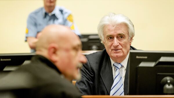 Ex-Bosnian Serb leader Radovan Karadzic sits in the court of the International Criminal Tribunal for former Yugoslavia (ICTY) in the Hague, the Netherlands March 24, 2016 - Sputnik International