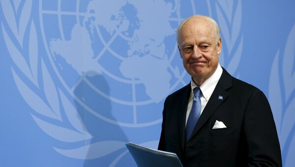 U.N. mediator for Syria, Staffan de Mistura gives a news conference at the end of the Syria peace talks at the United Nations in Geneva, Switzerland, March 24, 2016 - Sputnik International