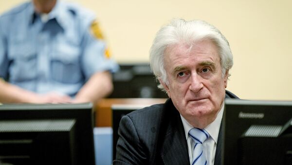 Bosnian Serb wartime leader Radovan Karadzic sits in the courtroom for the reading of his verdict at the International Criminal Tribunal for Former Yugoslavia (ICTY) in The Hague, on March 24, 2016. - Sputnik International