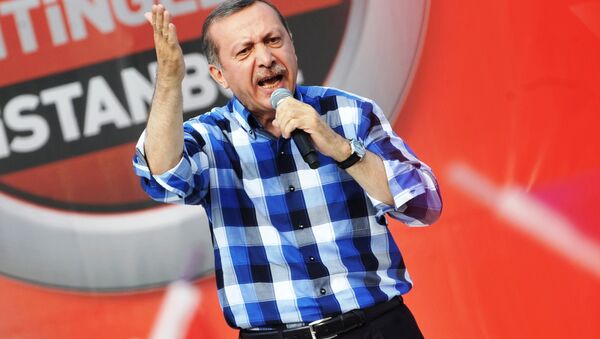 Turkish Prime Minister Recep Tayyip Erdogan makes a speech to supporters during a rally on June 16, 2013, in Istanbul. - Sputnik International
