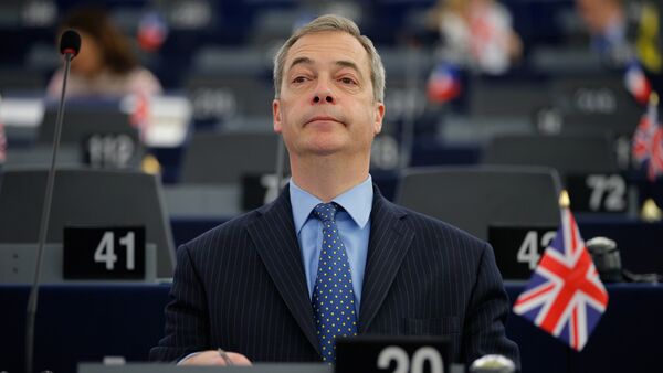 Nigel Farage, leader of the United Kingdom Independence Party (UKIP) and Member of the European Parliament, attends a debate on the outcome of last EU-Turkey summit at the European Parliament in Strasbourg, France, March 9, 2016 - Sputnik International