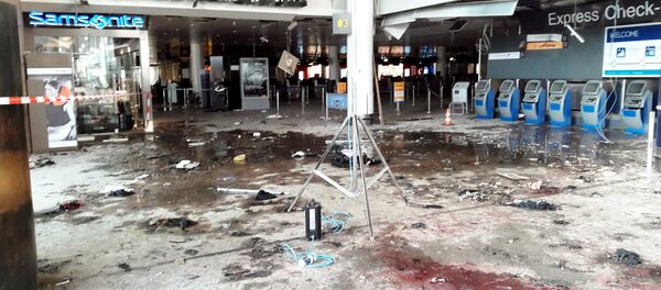 Damage is seen inside the departure terminal following the March 22, 2016 bombing at Zaventem Airport, in these undated photos made available to Reuters by the Belgian newspaper Het Nieuwsblad, in Brussels, Belgium, March 29, 2016. Damage is seen inside the departure terminal following the March 22, 2016 bombing at Zaventem Airport, in these undated photos made available to Reuters by the Belgian newspaper Het Nieuwsblad, in Brussels, Belgium, March 29, 2016. - Sputnik International