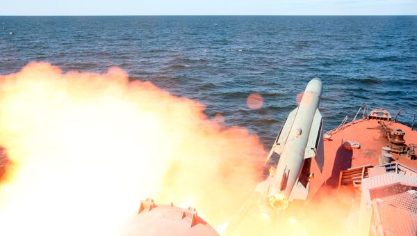 A Malakhit anti-ship cruise missile launched from the small missile ship. File photo - Sputnik International