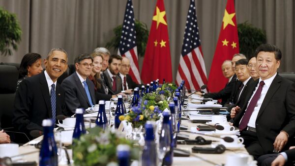 U.S. President Barack Obama (L) meets with Chinese President Xi Jinping (R) at the Nuclear Security Summit in Washington March 31, 2016 - Sputnik International