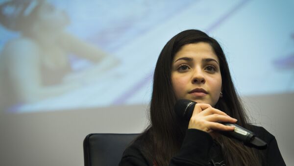 Syrian swimmer Yusra Mardini holds a press conference in Berlin - Sputnik International