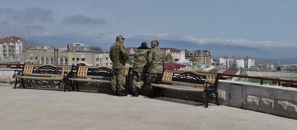 Uniformed men in Stepanakert, the unrecognized Nagorno-Karabakh Republic - Sputnik International