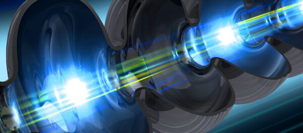 Illustration of an electron beam traveling through a niobium cavity – a key component of SLAC’s future LCLS-II X-ray laser Illustration of an electron beam traveling through a niobium cavity – a key component of SLAC’s future LCLS-II X-ray laser - Sputnik International