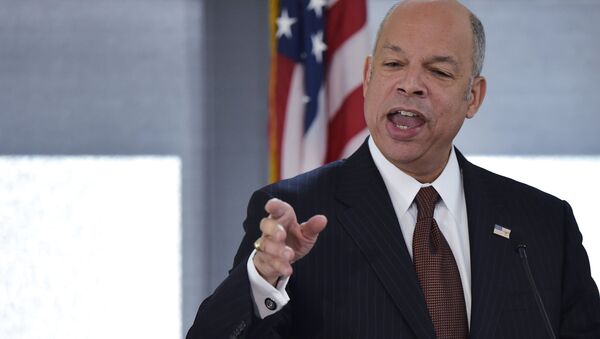 US Homeland Security Secretary Jeh Johnson speaks during the Countering Violent Extremism Symposium on April 6, 2016 at the Ronald Reagan Building and International Trade Center in Washington, DC - Sputnik International