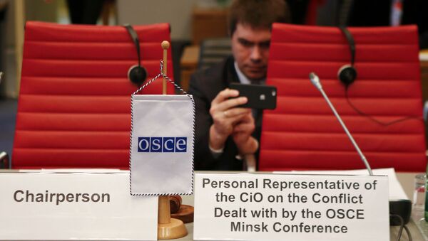Diplomats wait for the start of a meeting of the permanent council of the OSCE, the Organization for Security and Cooperation in Europe, on Nagorno-Karabakh in Vienna, Austria, April 5, 2016 - Sputnik International
